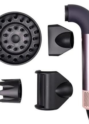 Фен стайлер super hairdryer мультистайлер 1600 вт прибор для сушки волос 4 насадки фиолетовый nai