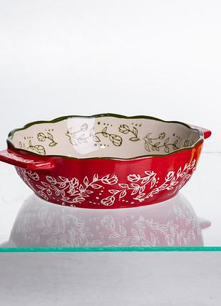 Форма для запекания vintage 500 мл круглая с ручками красная nai
