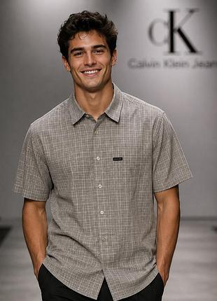 Сорочка чоловіча calvin klein jeans сіра, розмір l- xl, бавовна