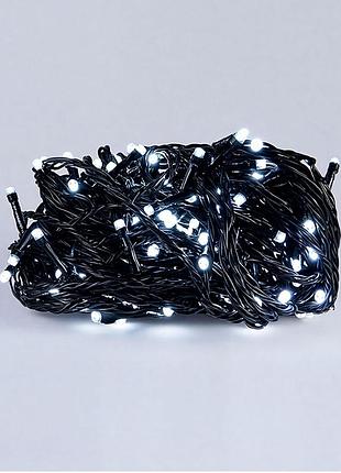 Новорічна гірлянда кімнатна нитка 22 м 220 led чорний провід білий nai