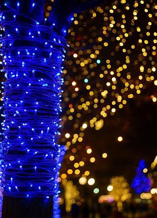 Гірлянда нитка вулична 30 м 300 led білий провід синій nai