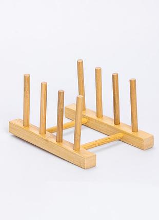 Підставка для тарілок і кришок дерев'яна на кухню 16×12.5×10 см nai