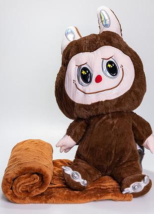 М'яка іграшка-плед подушка 3 в 1 labubu brown dragon плед в іграшці дитячий плед іграшка лабубу коричневий nai