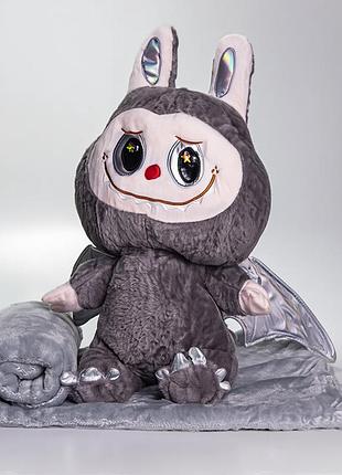 Мягкая игрушка-плед подушка 3 в 1 labubu brown dragon плед в игрушке детский плед игрушка лабубу серый nai