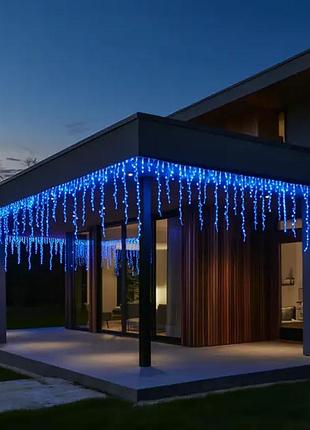 Уличная гирлянда бахрома 25 м 405 led гирлянда штора белый провод синий nai