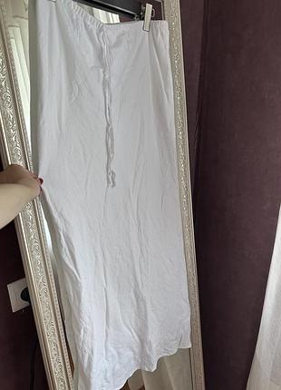 Базова біла спідниця максі, льон+віскоза