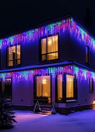 Уличная гирлянда бахрома 25 м 405 led черный провод мультиколор nai
