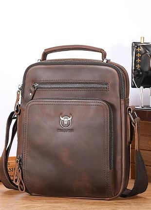 Кожаная сумка мужская через плечо bull tb1063c коричневая