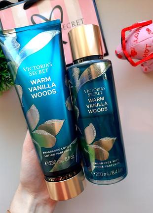 Оригінальний набір для тіла victoria secret warm vanilla woods міст 250 мл + лосьйон 236 мл
