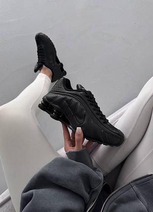 Женские кроссовки nike shox r4 | full black premium