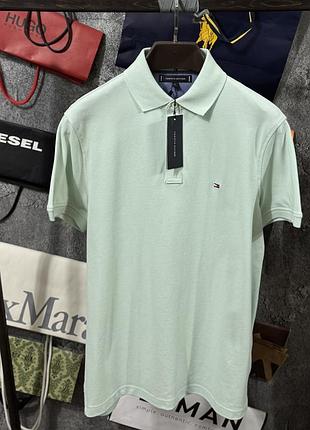 Футболка чоловіча поло tommy hilfiger бірюзовий блакитний m l xl
