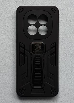 Poco m8 чехол armor magnetic противоударный, черный, матовый пластик с ножкой подставкой