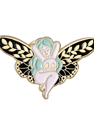 Металевий значок лісова фея метелик дівчина брошка butterfly fairy girl moth череп скелета метелик брошка алісу в країні чудес