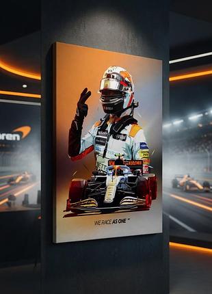 Плакат на холсте "даниэль риккардо и mclaren", 50х70 см, без рамки