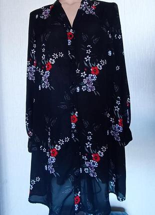 Платье шифоновое, длинное в цветочный принт h&amp;m