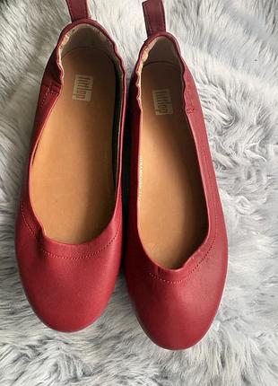 Шкіряні балетки fitflop allegro (розмір 36), червоні