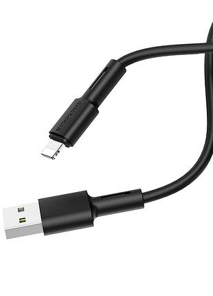 Кабель borofone bx31 usb - lightning 2.4a, 1m, силіконовий, tpe конектори, колір чорний bx31lb