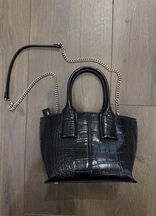 Сумка чорна zara під шкіру крокодила