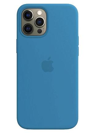 Чехол silicone case magsafe + animation full size iphone 12 pro max / capri blue / силиконовый чехол для айфон / анимация