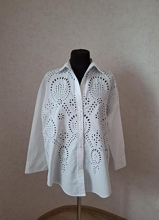 Красива біла котонова сорочка zara