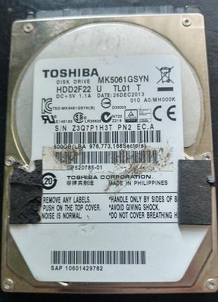 Ноутбучний жорсткий диск 2.5 sata toshiba mk5061gsyn на 500 гб
