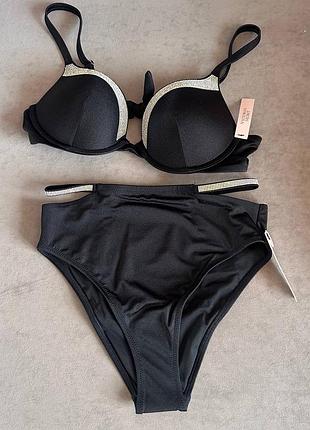 Упальник пуш-ап с стразами и высокими плавками оригинал victorias secret виктория сикрет