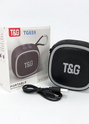 Портативная bluetooth колонка tg659 с ремешком, bluetooth колонка для улицы. цвет: черный