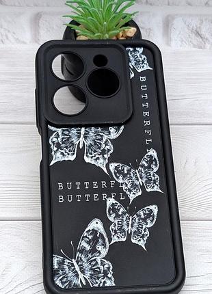 Уценка!!! чехол shock case print для телефона tecno spark go 2024 (bg6) бампер черный с рисунком бабочки уценка!!!