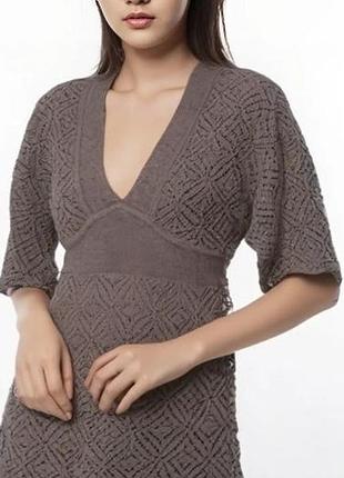 Туника вязаная женская ажурная h&m пуловер, джемпер женский, 165/80а, xs/s/42-44 р, цвет мокка/серо-коричневый