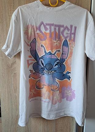 Белая футболка для девочки на рост 158-164 stitch h&amp;m коттон 100%