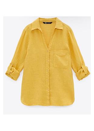Жіноча жовта сорочка 100% льон zara