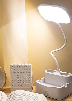 Аккумуляторная настольная лампа 36,5 см led сенсорный выключатель usb белый пластик 365