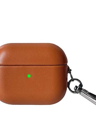 Чехол кожаный для airpods 4 saddle brown стильный аксессуар для защиты наушников