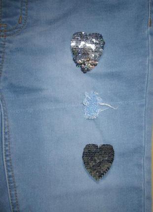 Леггинсы,джинсы  в сердечках с паеток, justice, на 12-14лет7 фото