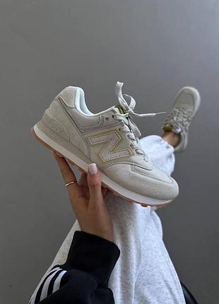 Женские кроссовки new balance 574 | light grey / gold