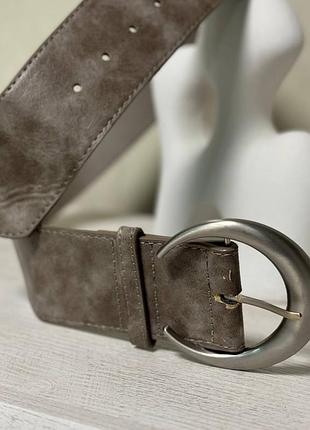 Ремінь жіночий тонкий сірий з еко-шкіри пояс belt