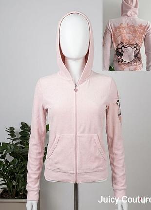 Вінтажний juicy couture y2k рожевий велюровий худі з розсипом стразів логотипом сша на спині розмір м