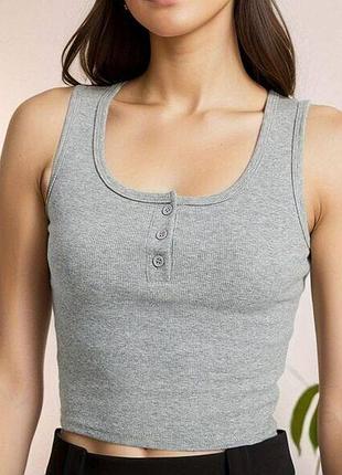 Укороченная майка в рубчик от shein