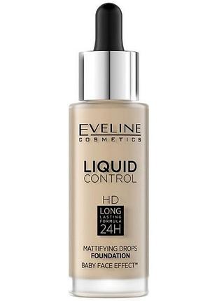 Тональна основа eveline liquid control beige niacynamid n 010 рідка 32 мл.