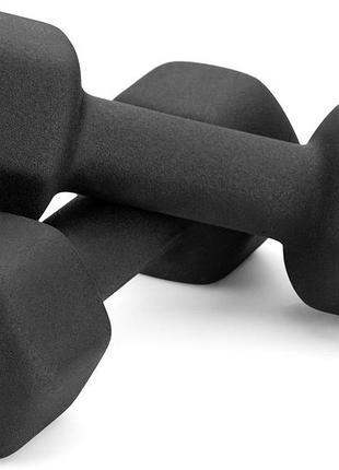 Гантелі для фітнесу неопренові gymtek hex 2х4кг чорний