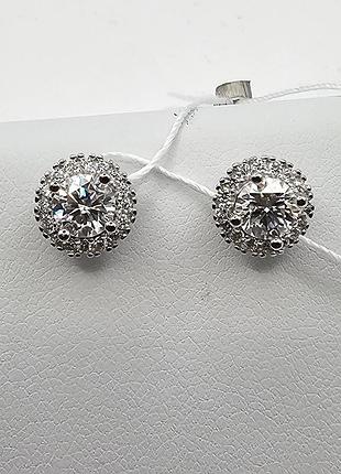 Сережки-пусети серебряные с муассанитами 2,18 г