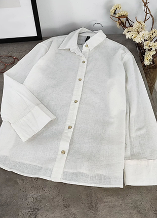 Біла сорочка з натуральної тканини  h&m