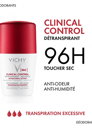 Vichy clinical control 96h антиперспирант клинического контроля против запаха 50 мл