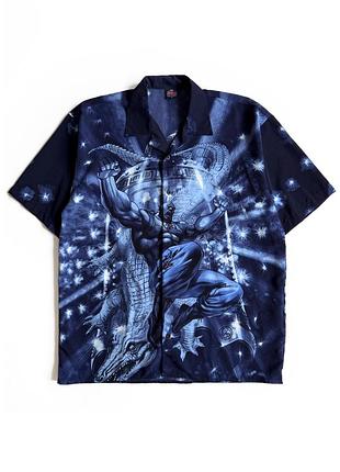 Винтажная рубашка короткий рукав тенниска made in korea принт y2k (xl)