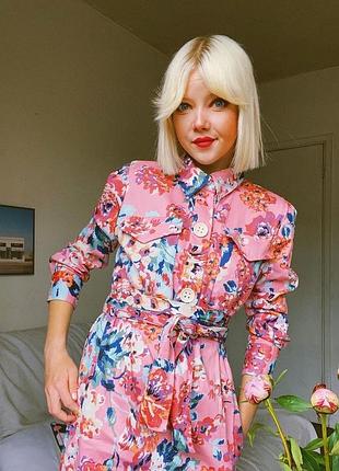 Сукня сорочка з поясом zara каітковий бум ( s/м)