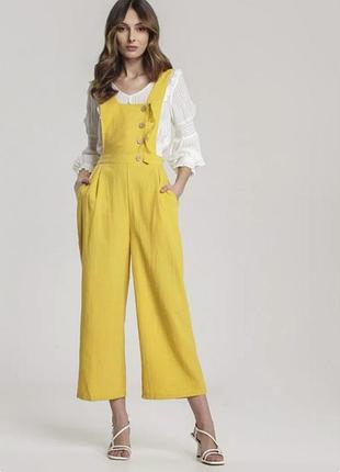 Женский льняной комбинезон-кюлот zara basic (размер m) 🌟