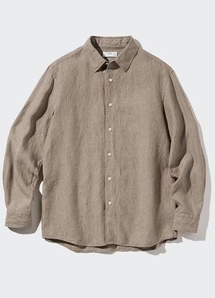 Льняная премиум-класса рубашка uniqlo
