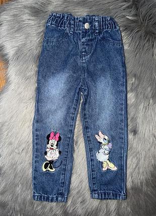 Круті легкі стильні джинси мом disney на дівчинку 12/18міс primark