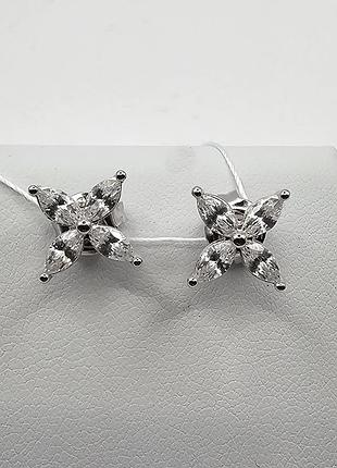 Сережки-пусеты серебряные с кубическим цирконием 2,11 г