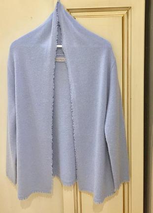 Кардиган из кашемира брендовый kolmyo hamburg premium wool &amp; cashmere thick knit open front cardigan with fridges light nude blue оригинал.зе св